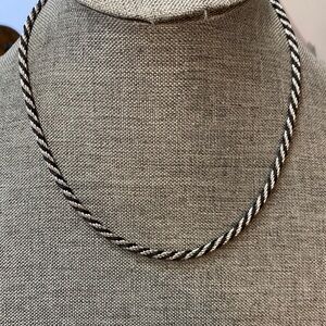 Trifari Black Silver Tone Rope Necklace